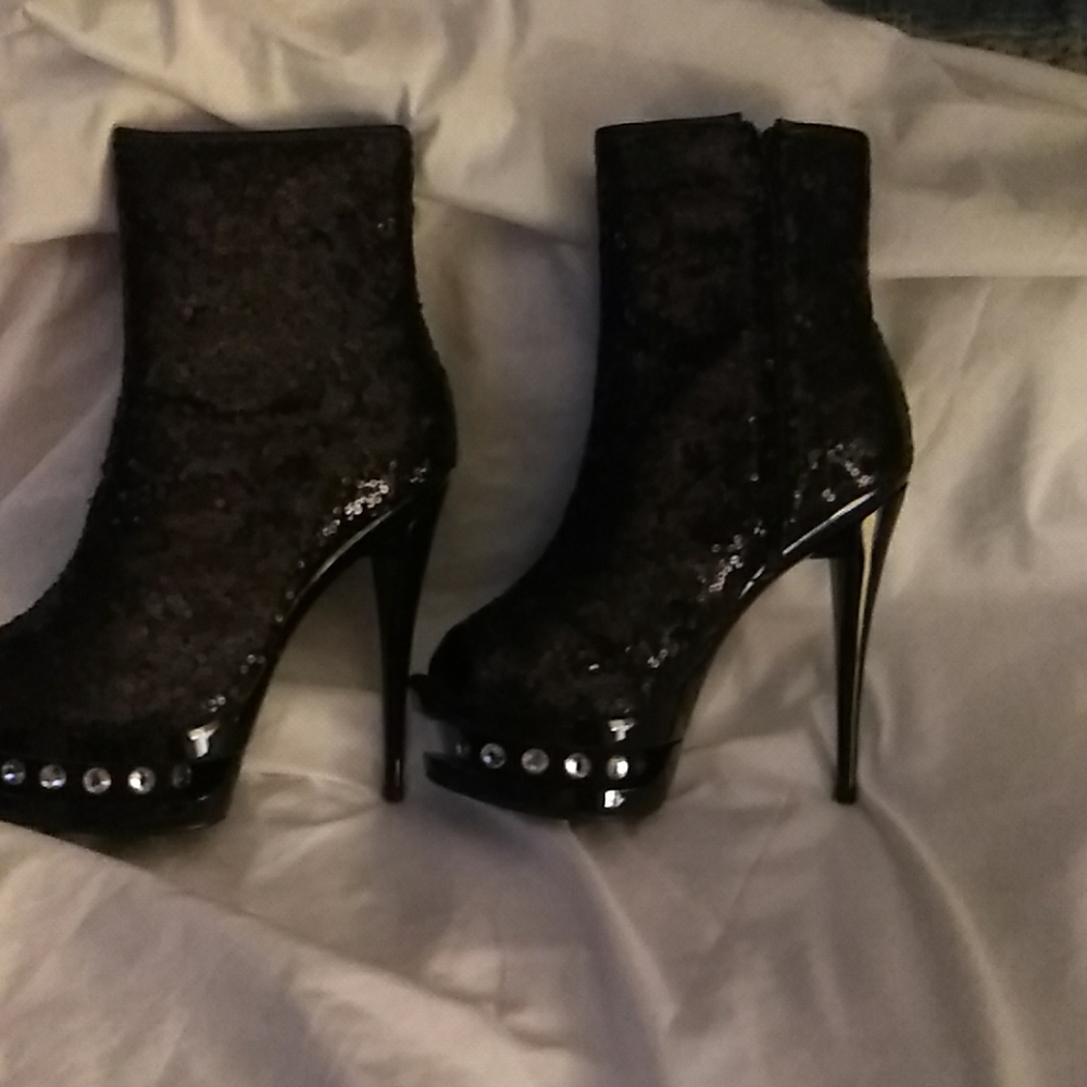 Sequin heel booties